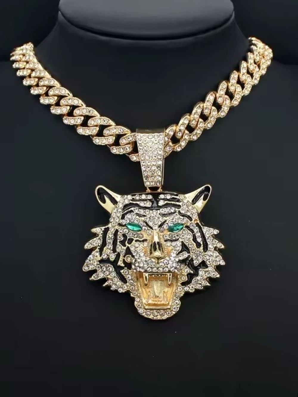 Statement Tiger Pendant (Pendant Only) – Rhinestone Gold - Picture 2 of 4